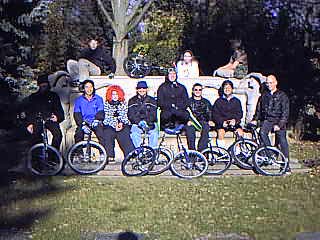 Group photo of 15 unis and 2 additions. I vote this spot the most unusual of the ride.